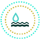 Gestión de aguas representada por una gota sobre ondas de agua.